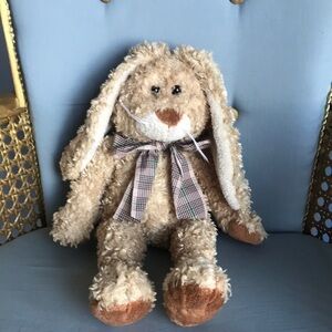 Vintage 2005 TY Classics beige silk bunny beanbag curly plush rabbit Easter kids